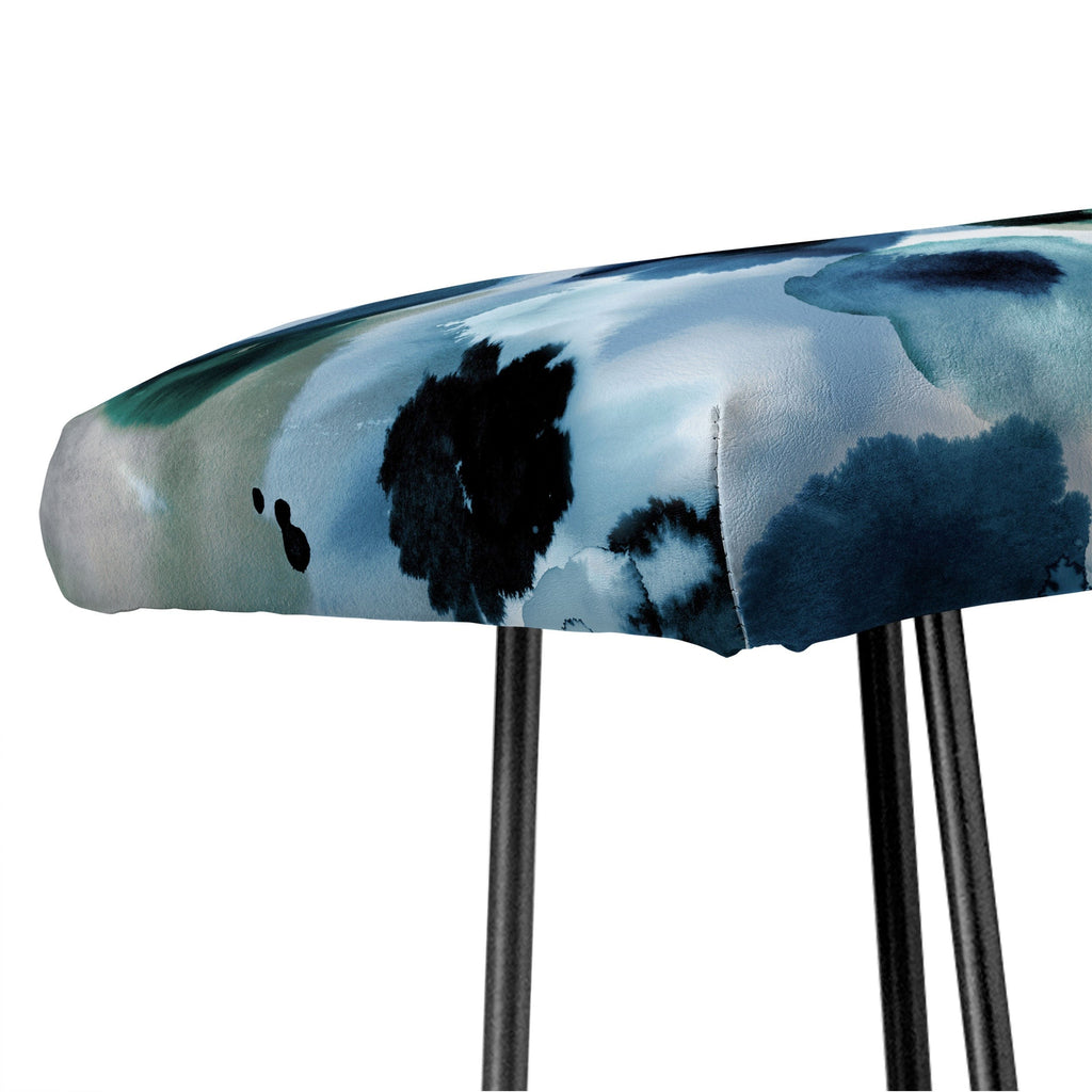 Ninola Design Botanic Retreat Ombre Abstract Watercolor Flowers Blue Navy Bench
