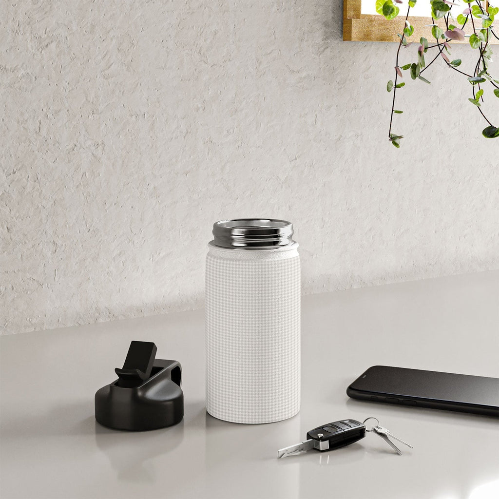 Colour Poems Gingham Plaid Pattern Cloud White Water Bottle
