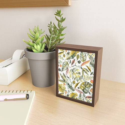 Ninola Design Botanic Retreat Tropical Jungle Leaves Botanical Green Orange Framed Mini Art Print