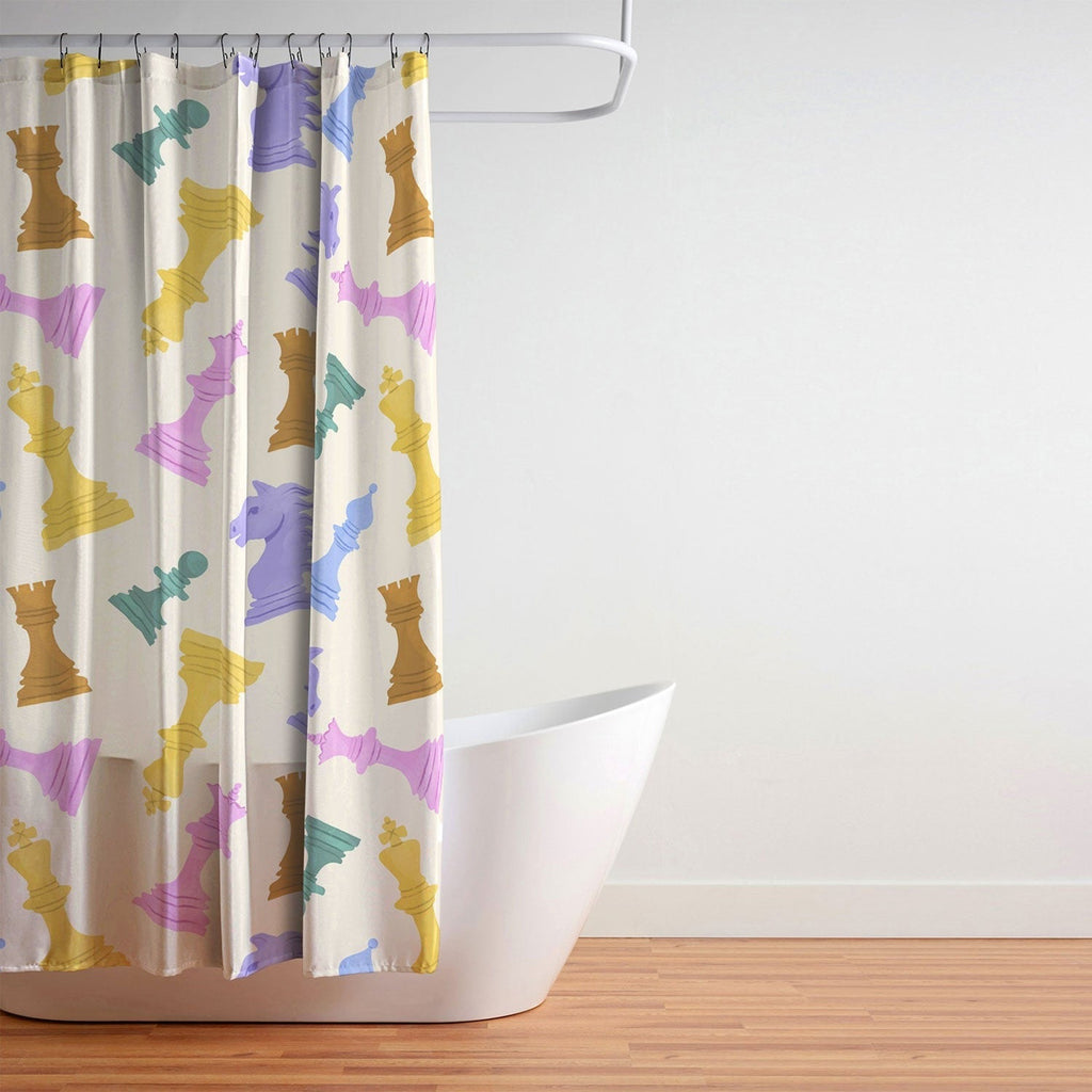 Design by Spark Chess Game Pieces Shower Curtain
