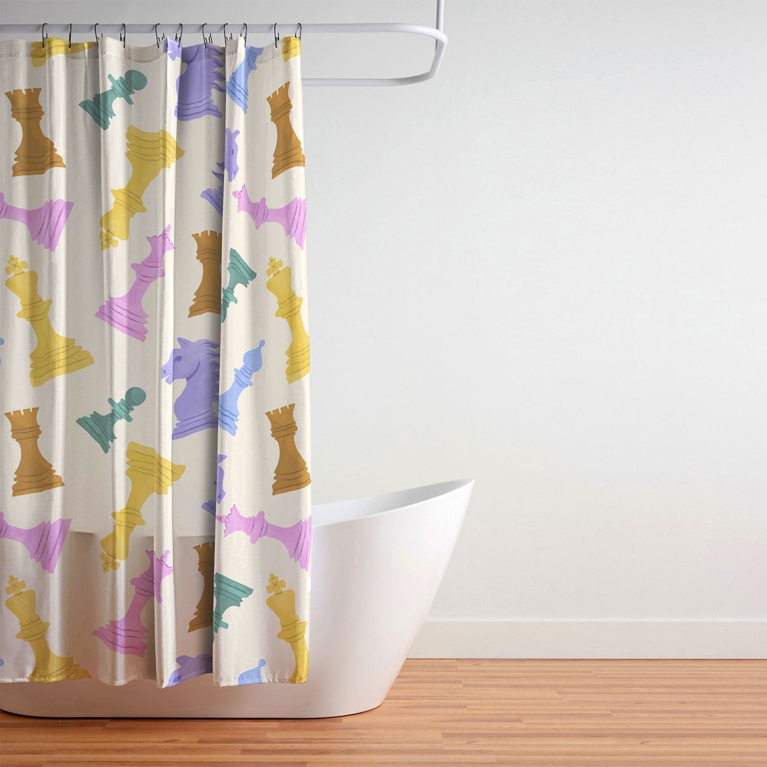 Design by Spark Chess Game Pieces Shower Curtain