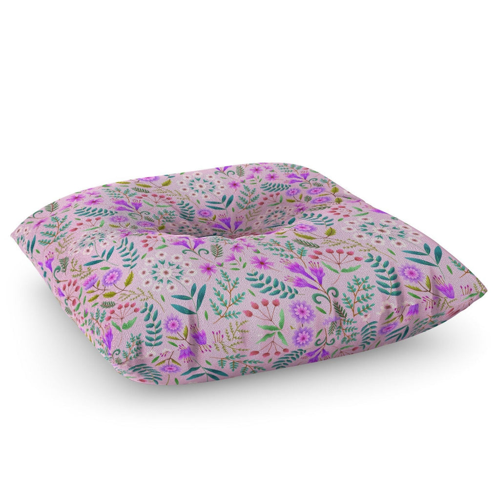 Pimlada Phuapradit Ditsy Purple Floral Half Drop Floor Pillow Square