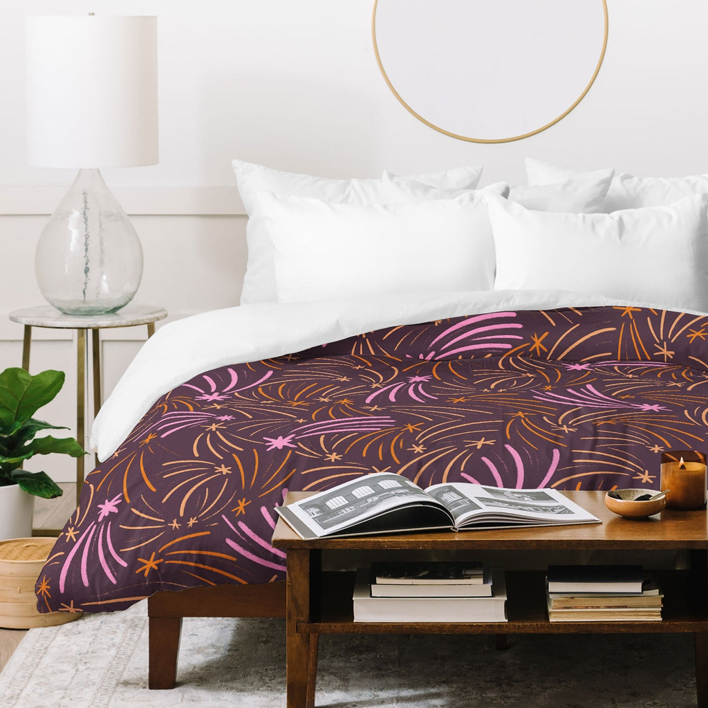 Little Om Pattern Shooting Stars plum Duvet Cover