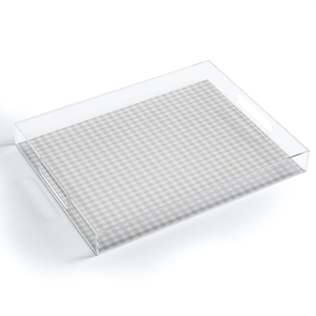 Colour Poems Gingham Plaid Pattern Cloud White Acrylic Tray
