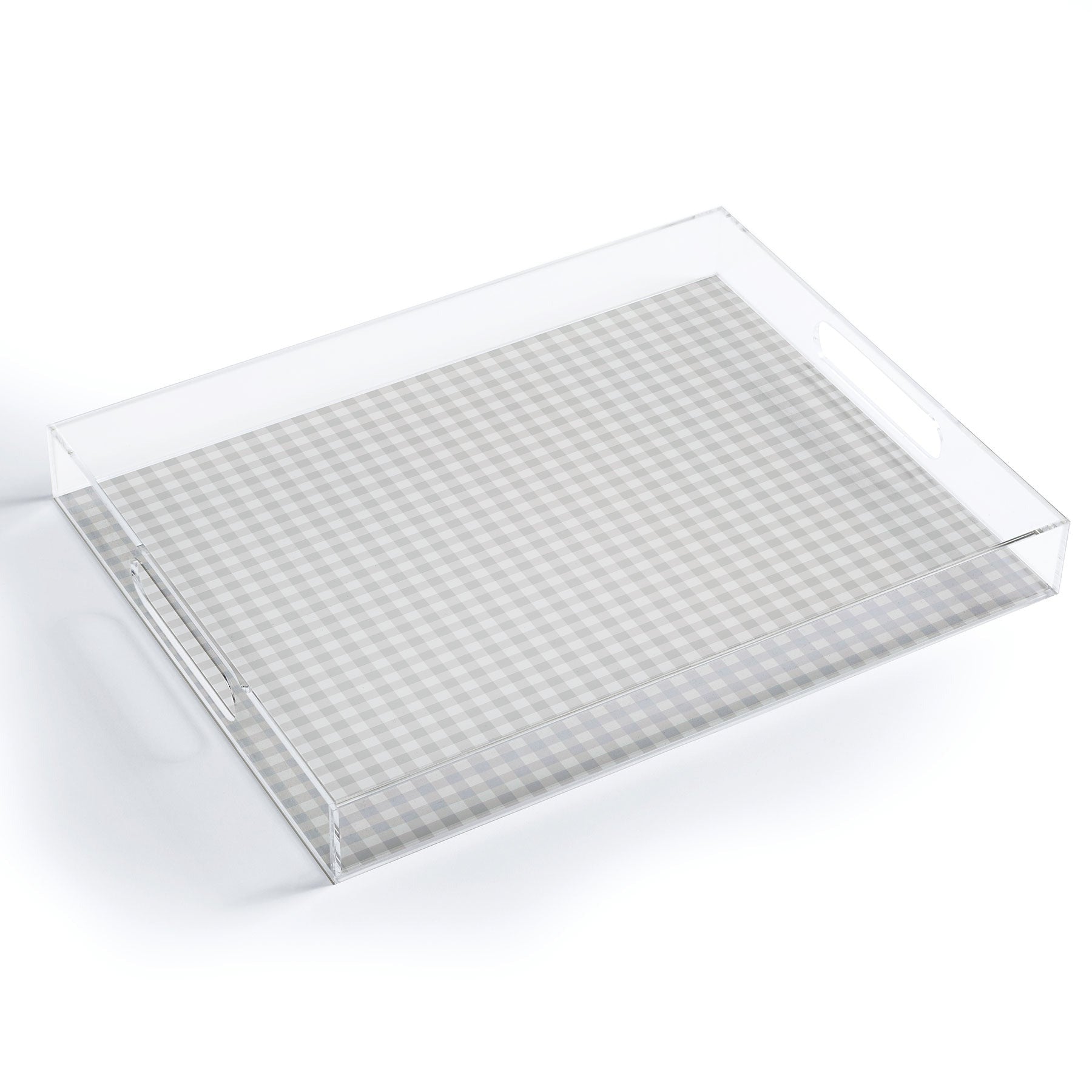 Colour Poems Gingham Plaid Pattern Cloud White Acrylic Tray