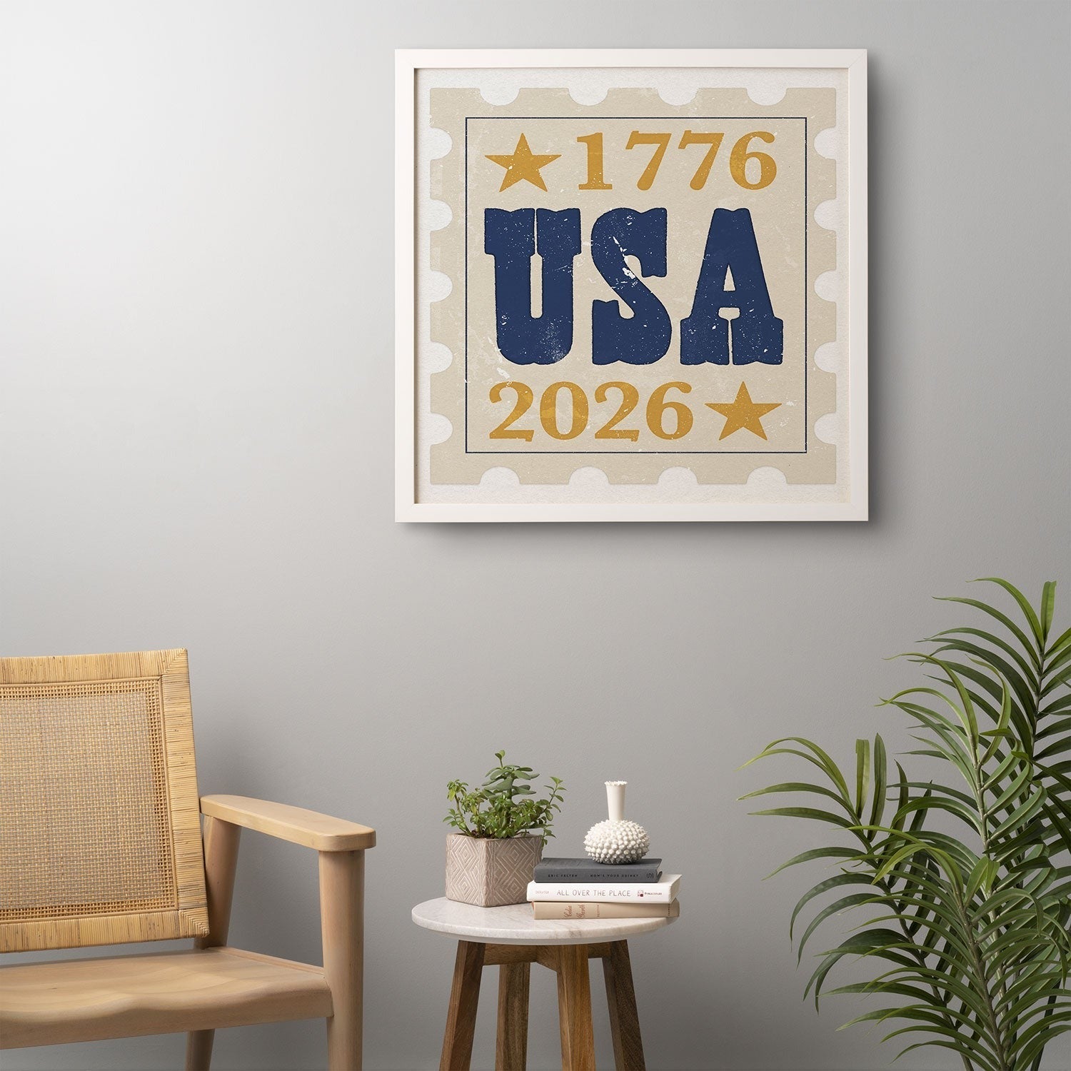 DENY Designs USA Stamp Framed Wall Art