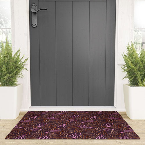 Little Om Pattern Shooting Stars plum Welcome Mat