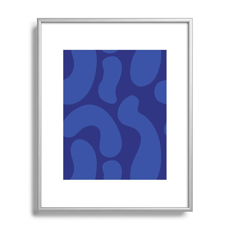 Camilla Foss Blue Pebble Metal Framed Art Print
