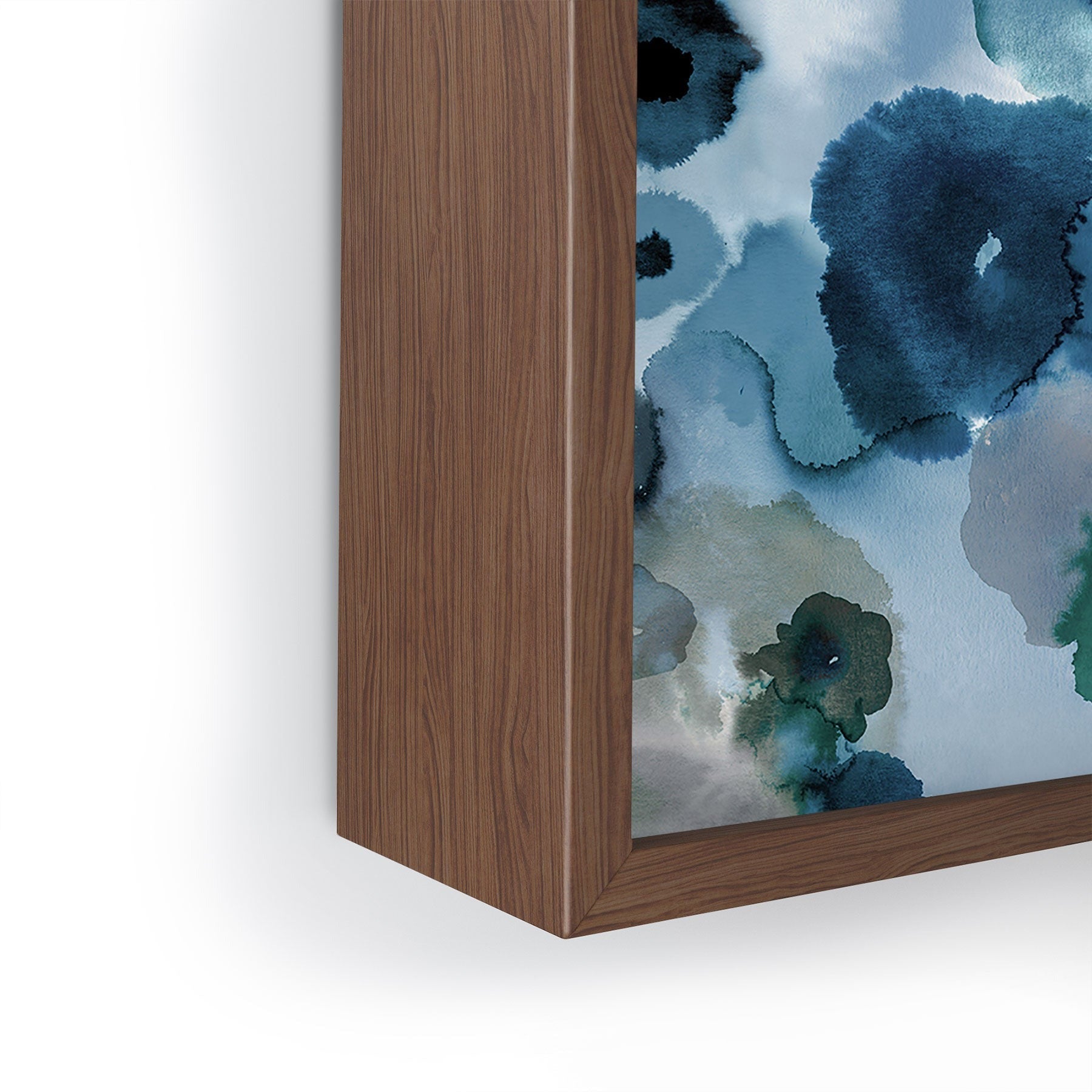 Ninola Design Botanic Retreat Ombre Abstract Watercolor Flowers Blue Navy Framed Mini Art Print