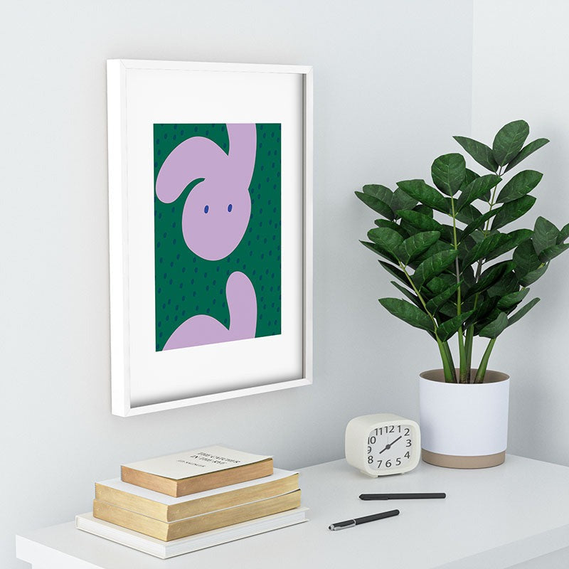 Camilla Foss Pebbles and Rabbit Recessed Framing Rectangle