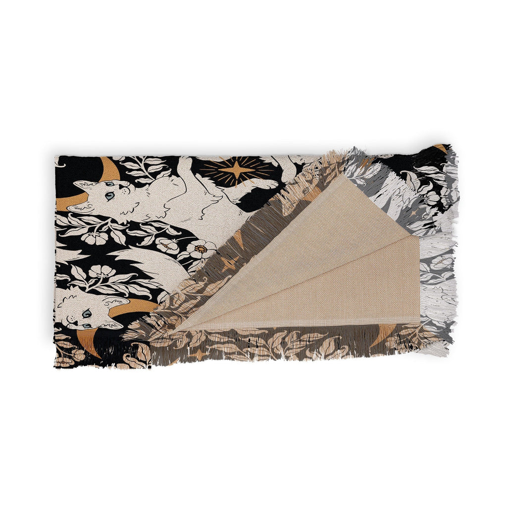 Avenie Celestial Cats Gold Throw Blanket