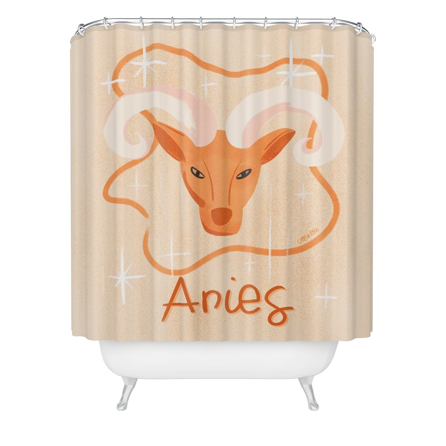 Little Om Zodiac Signs Aries Shower Curtain