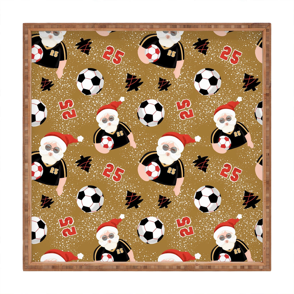 Design by Spark Sporty Soccer Santa Holiday Square Tray
