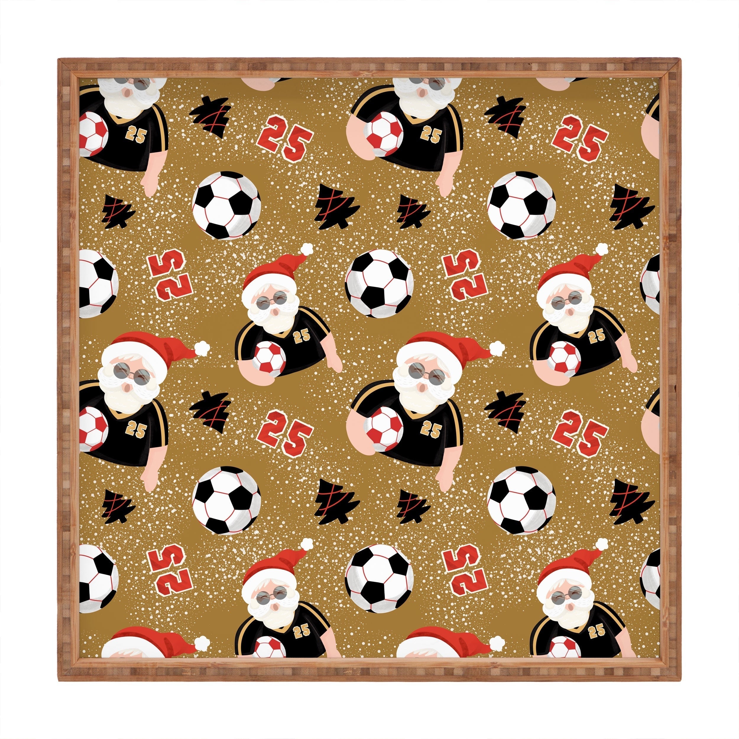 Design by Spark Sporty Soccer Santa Holiday Square Tray