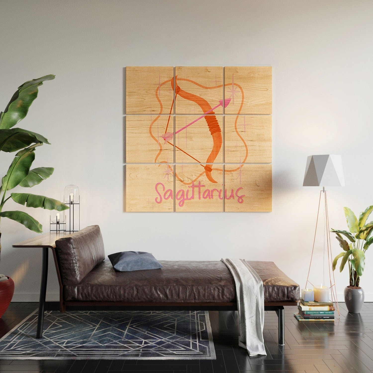 Little Om Zodiac Sign Sagittarius Wood Wall Mural