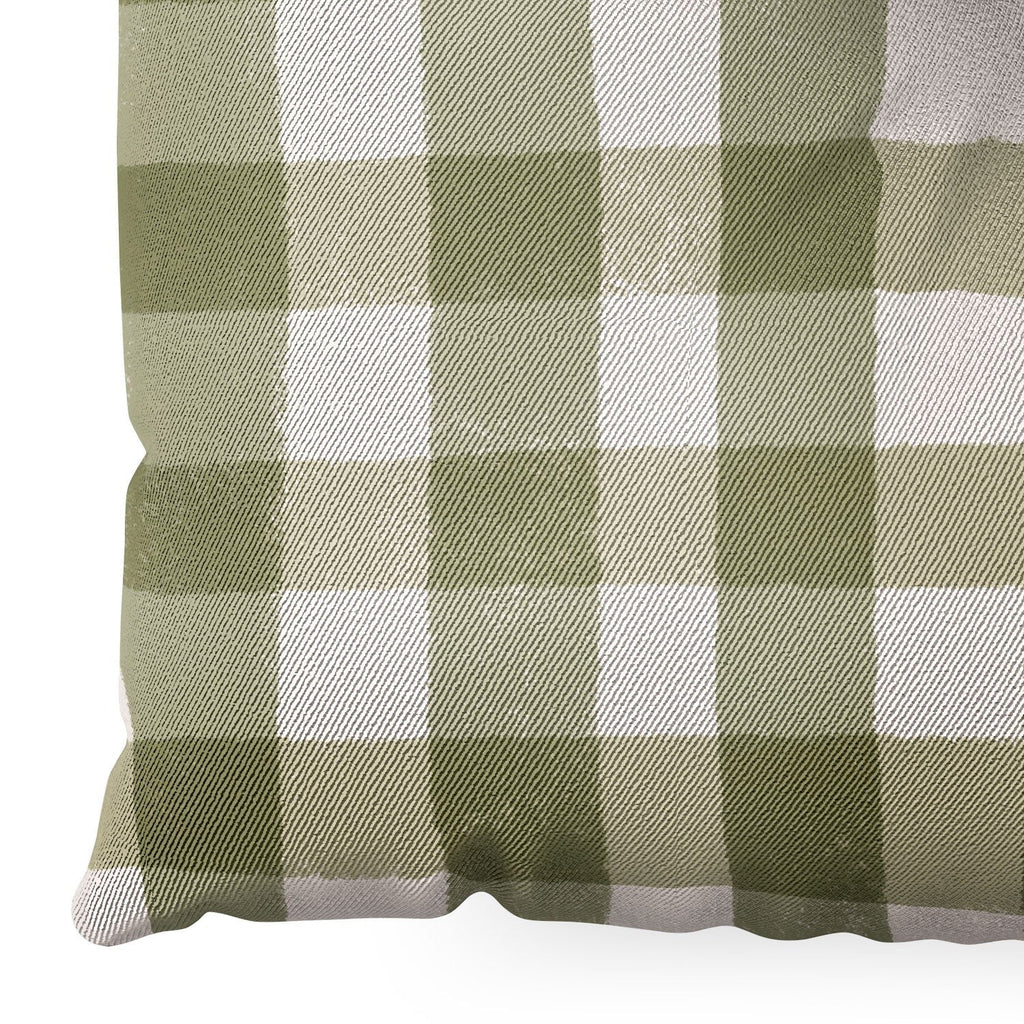 Menina Lisboa Rustic Green Plaid Floor Pillow Square