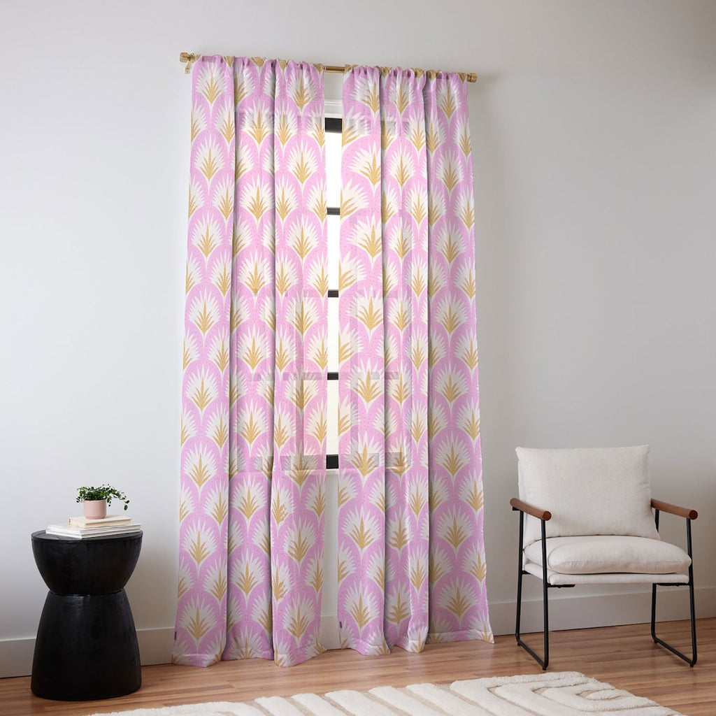Jennifer Labre Pink Palmetto Sheer Window Curtain