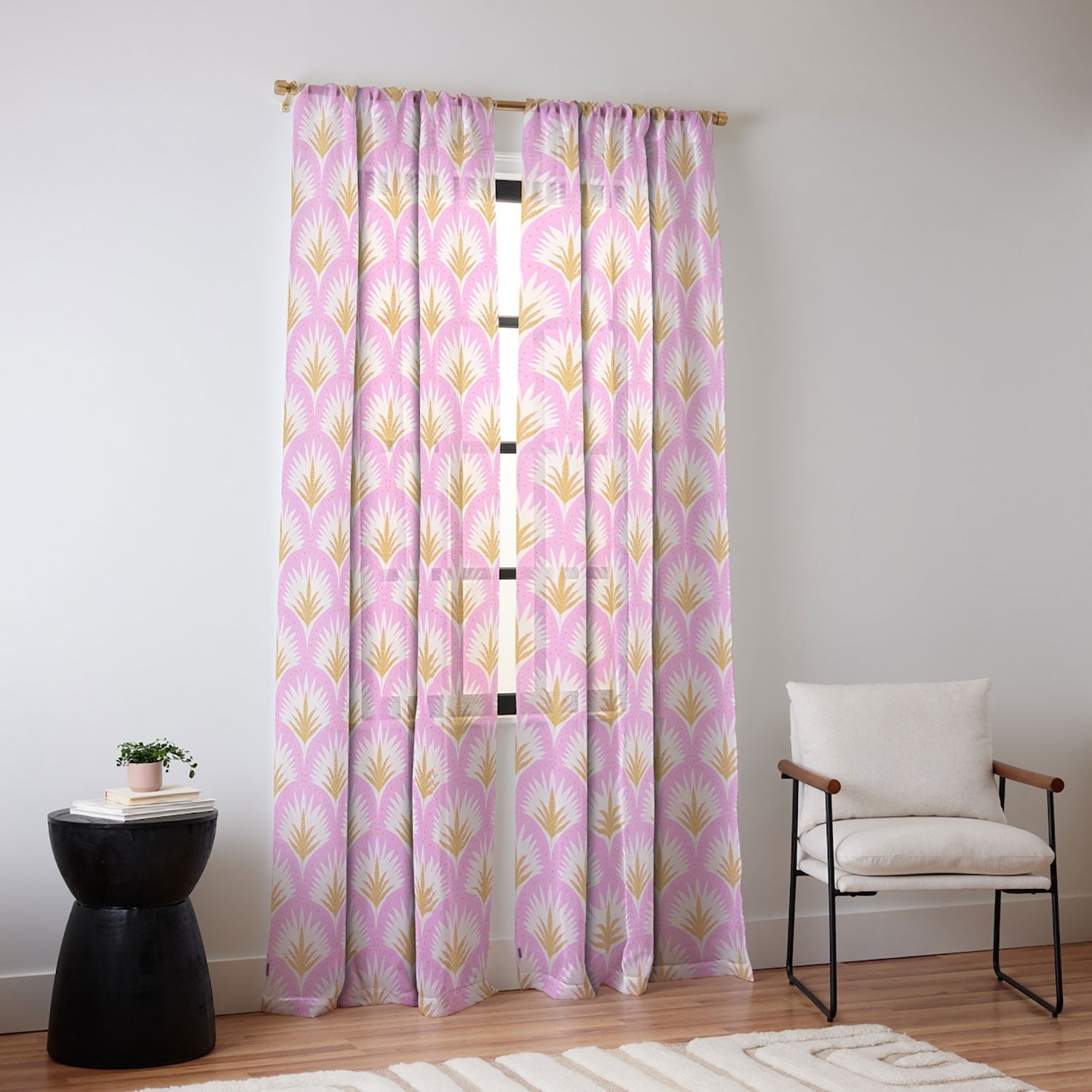 Jennifer Labre Pink Palmetto Sheer Window Curtain
