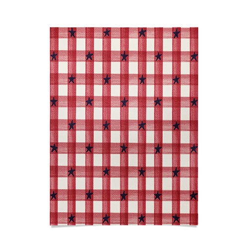 DENY Designs Red Gingham plus Stars Poster