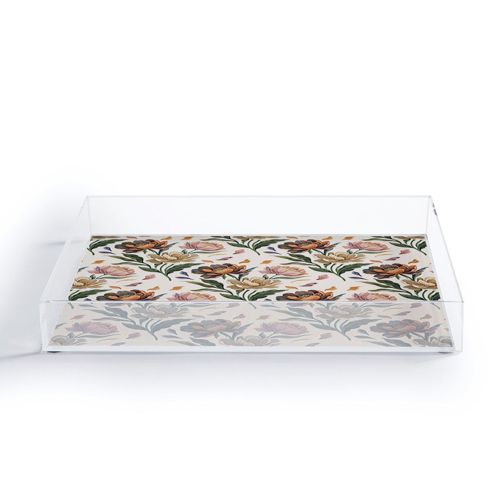 Marta Barragan Camarasa Hand Painted Peony Florals Acrylic Tray