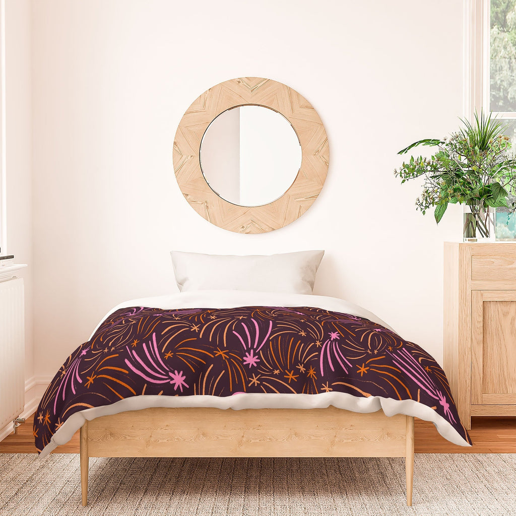 Little Om Pattern Shooting Stars plum Duvet Cover