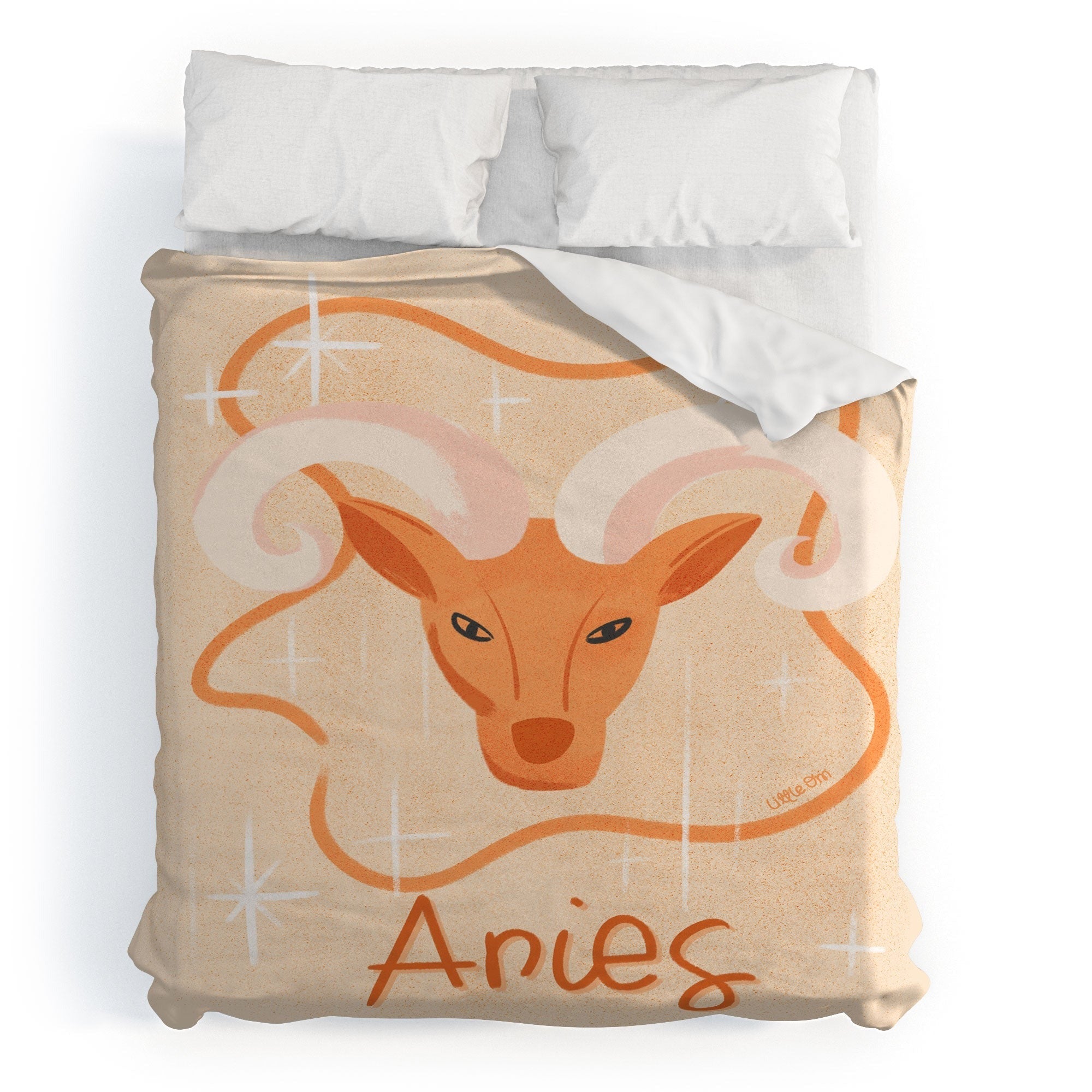 Little Om Zodiac Signs Aries Duvet Cover