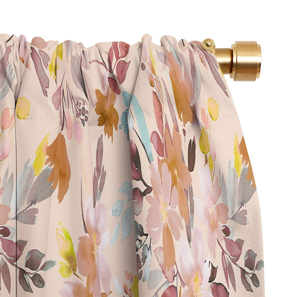 Ninola Design Botanic Retreat Floral Oleander Whimsical Soft Pink Blackout Window Curtain