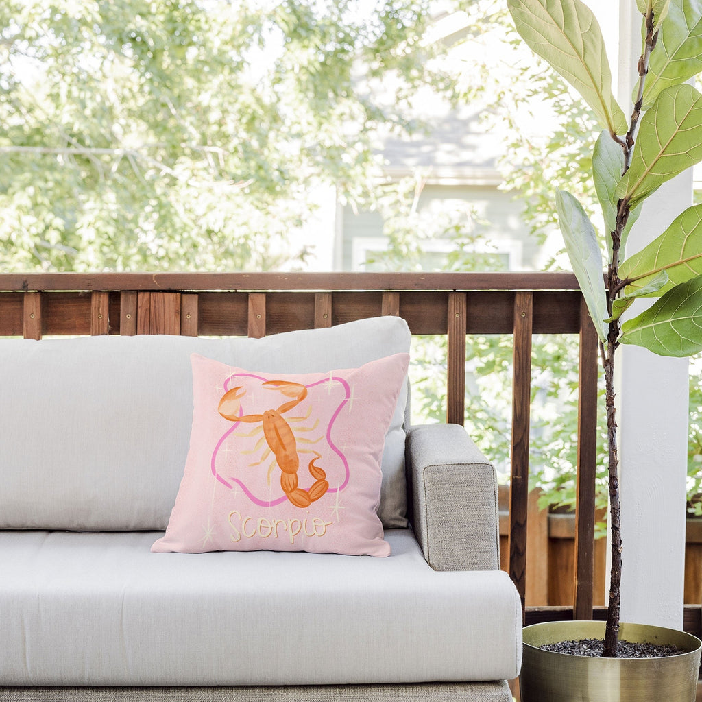 Little Om Zodiac Sign Scorpio Outdoor Throw Pillow