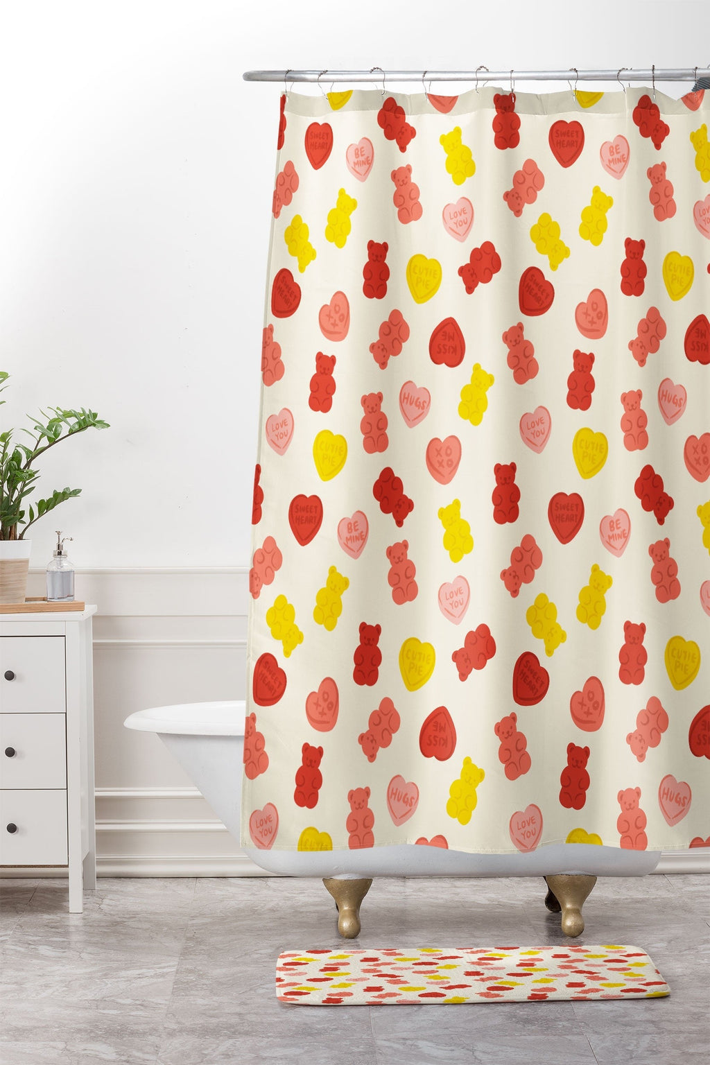 Design by Spark Gummy Bears and Candy Hearts Valentines Memory Foam Bath Mat