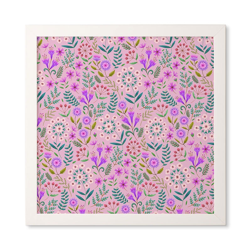 Pimlada Phuapradit Ditsy Purple Floral Half Drop Framed Wall Art