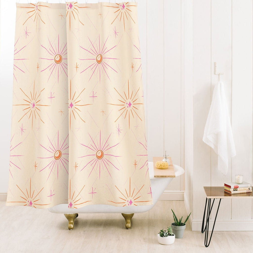 Little Om Pattern Little Moon cream Shower Curtain