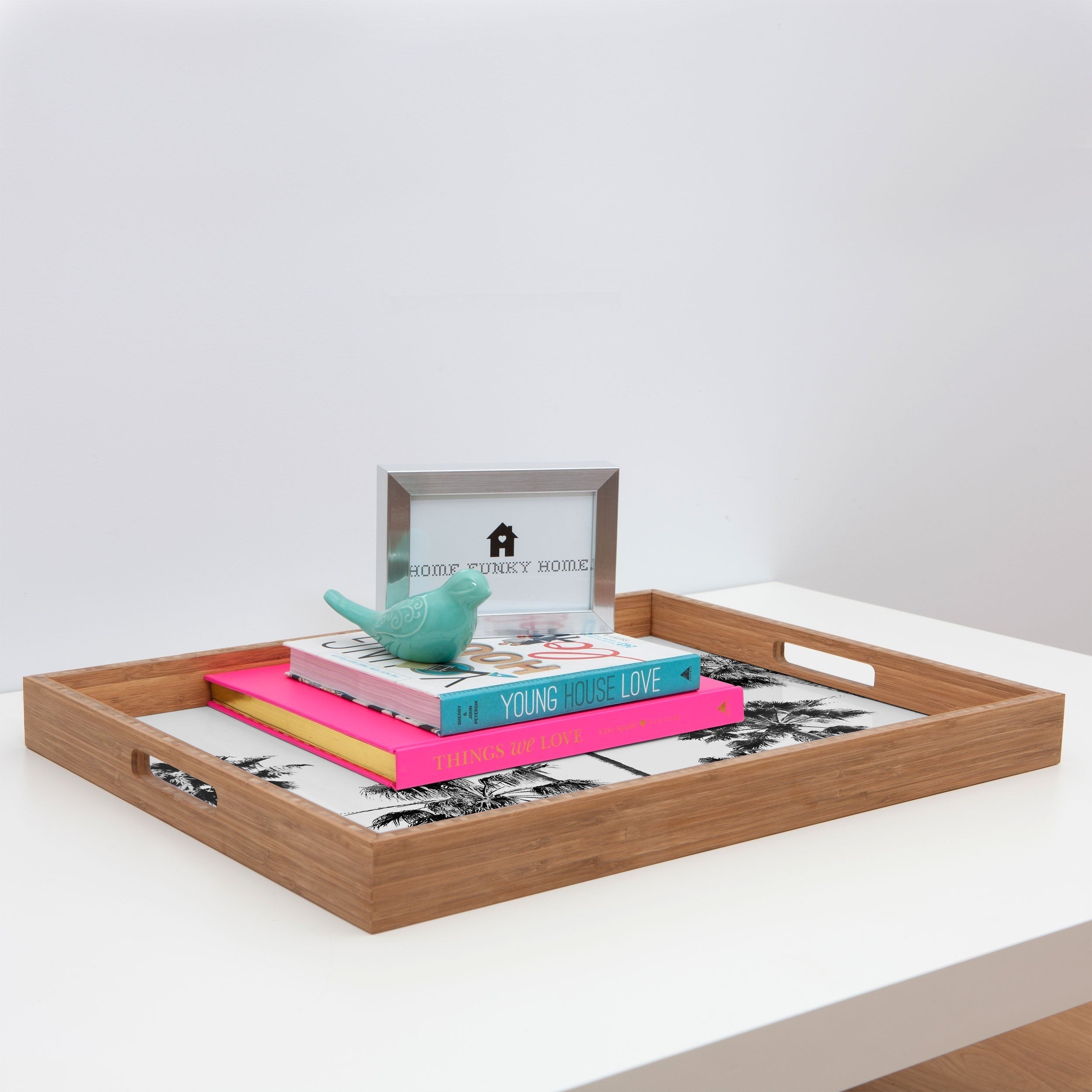 Gal Design Black And White Palms Rectangular Tray
