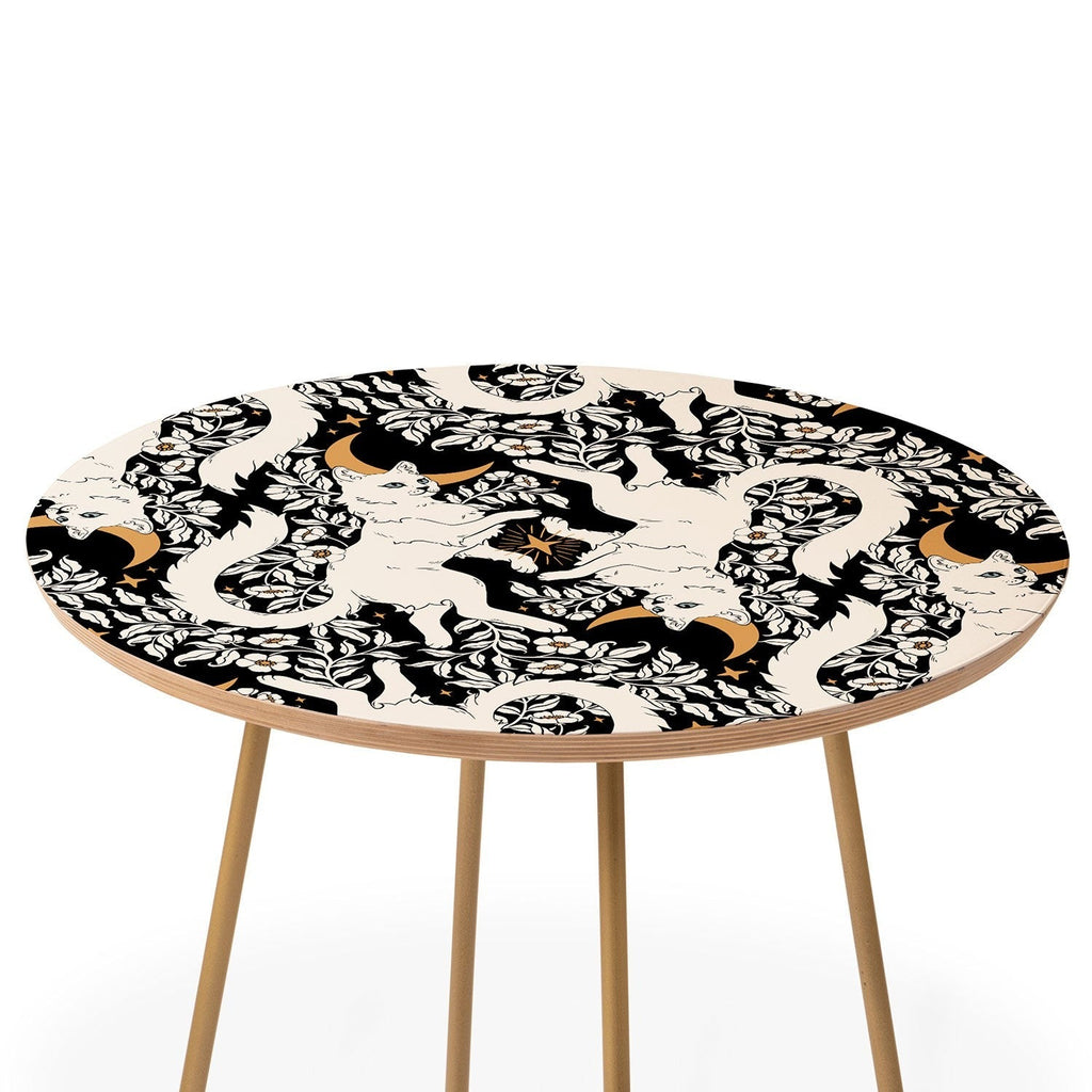 Avenie Celestial Cats Gold Round Side Table