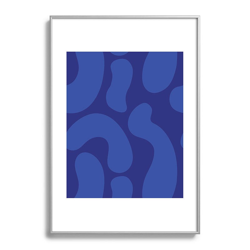 Camilla Foss Blue Pebble Metal Framed Art Print