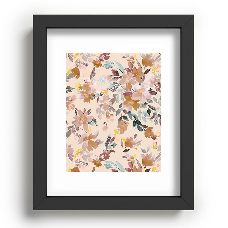 Ninola Design Botanic Retreat Floral Oleander Whimsical Soft Pink Recessed Framing Rectangle