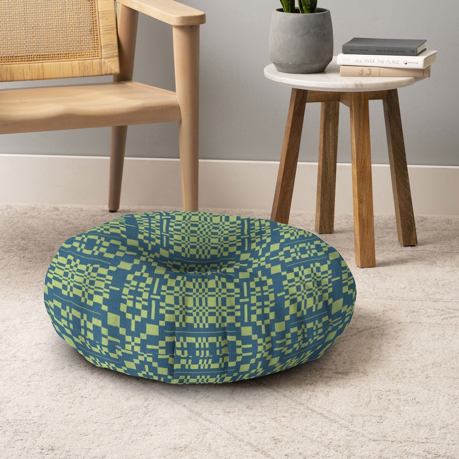Marta Barragan Camarasa Nostalgic Grid Design Floor Pillow Round