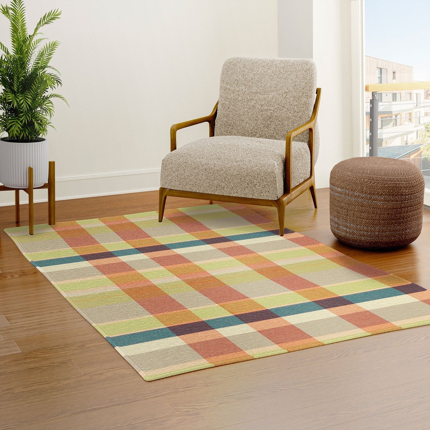 Marta Barragan Camarasa Retro Picnic Plaid Warm Tones Area Rug