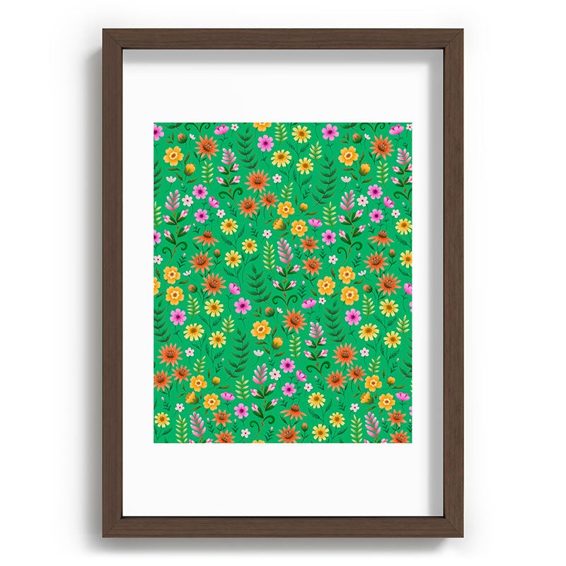 Pimlada Phuapradit Ditsy Spring Floral Green Recessed Framing Rectangle