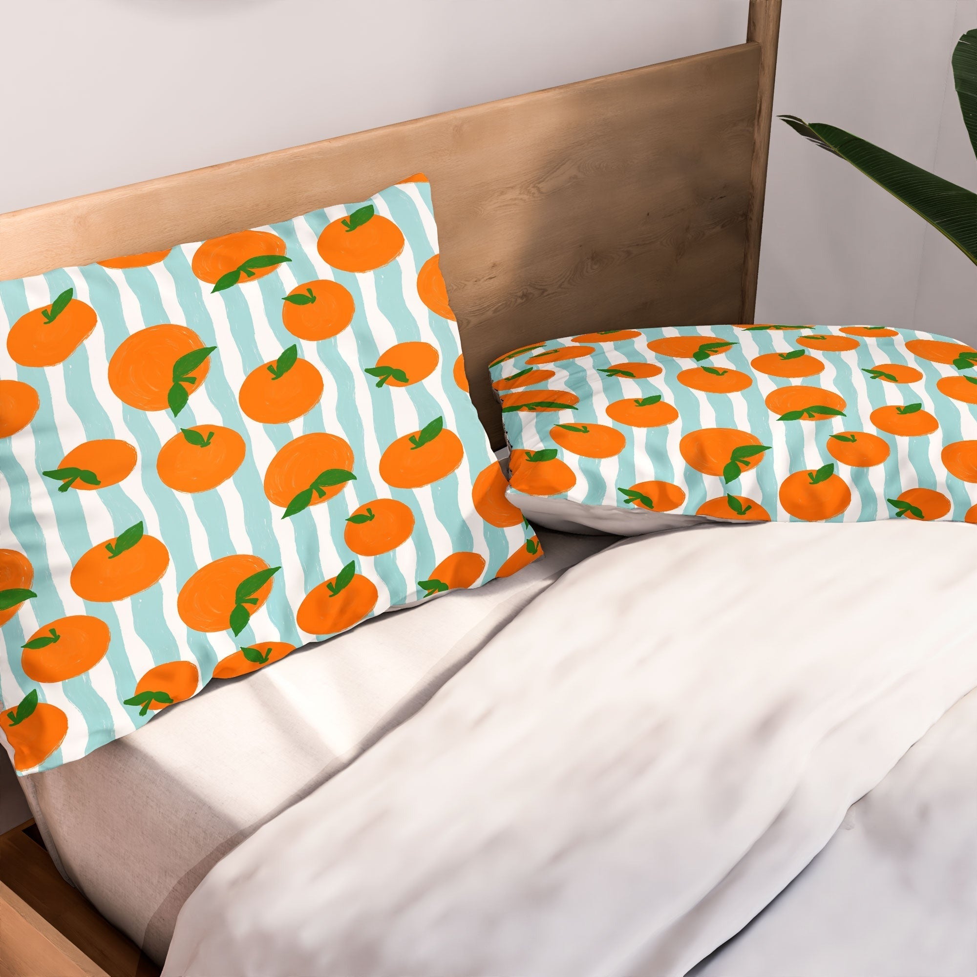 Design by Spark Zesty Oranges and Stripes Pillow Shams