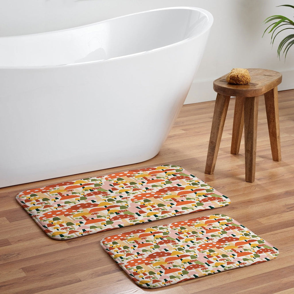 Valeria Frustaci autumnal mushrooms Memory Foam Bath Mat