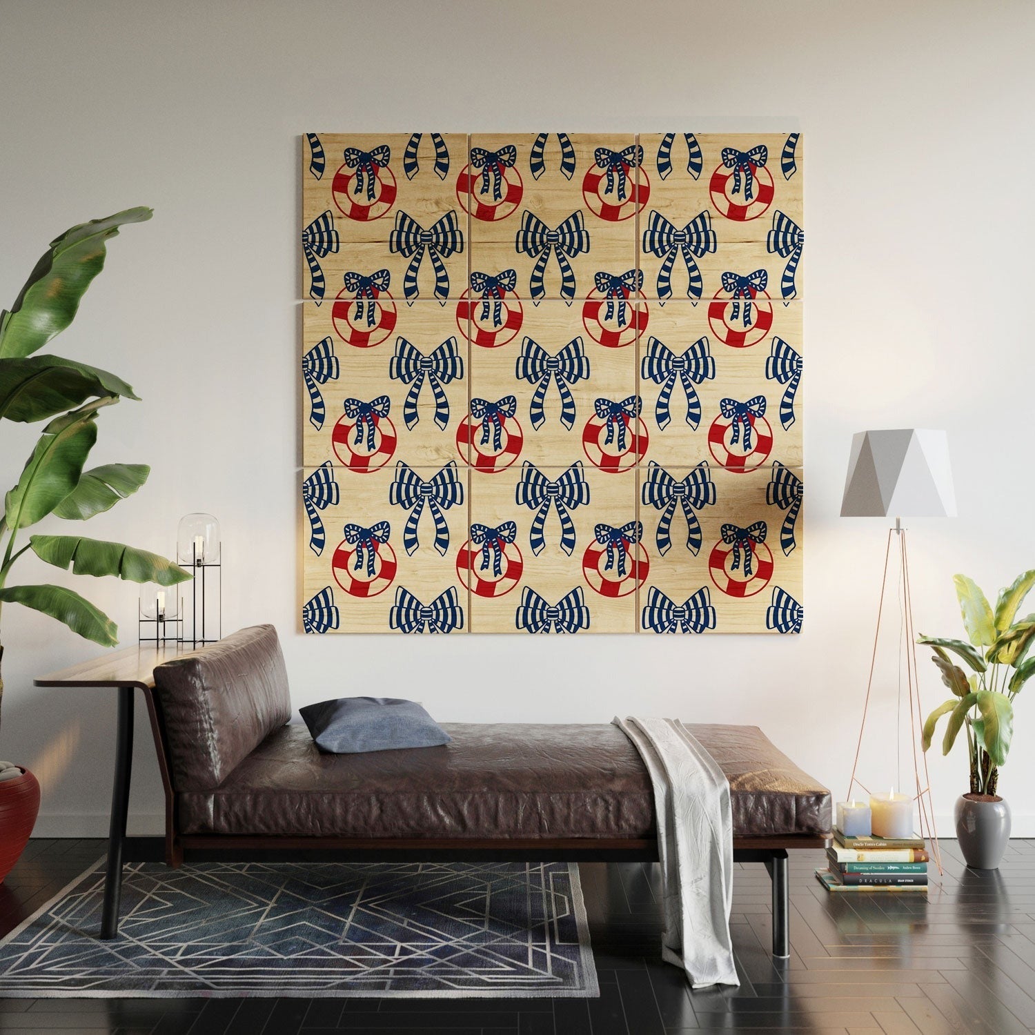 Design by Spark Nautical Christmas Bows Wood Wall Mural