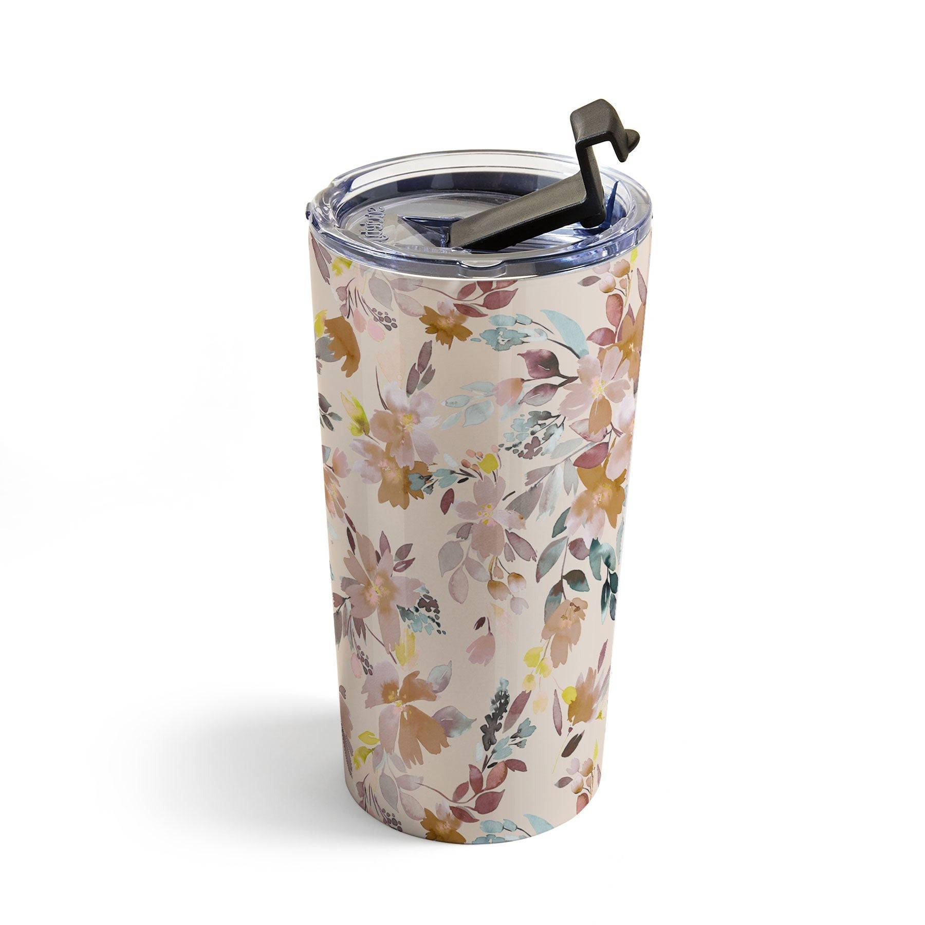 Ninola Design Botanic Retreat Floral Oleander Whimsical Soft Pink Travel Mug
