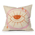 Little Om Celestial Eye cream Outdoor Throw Pillow