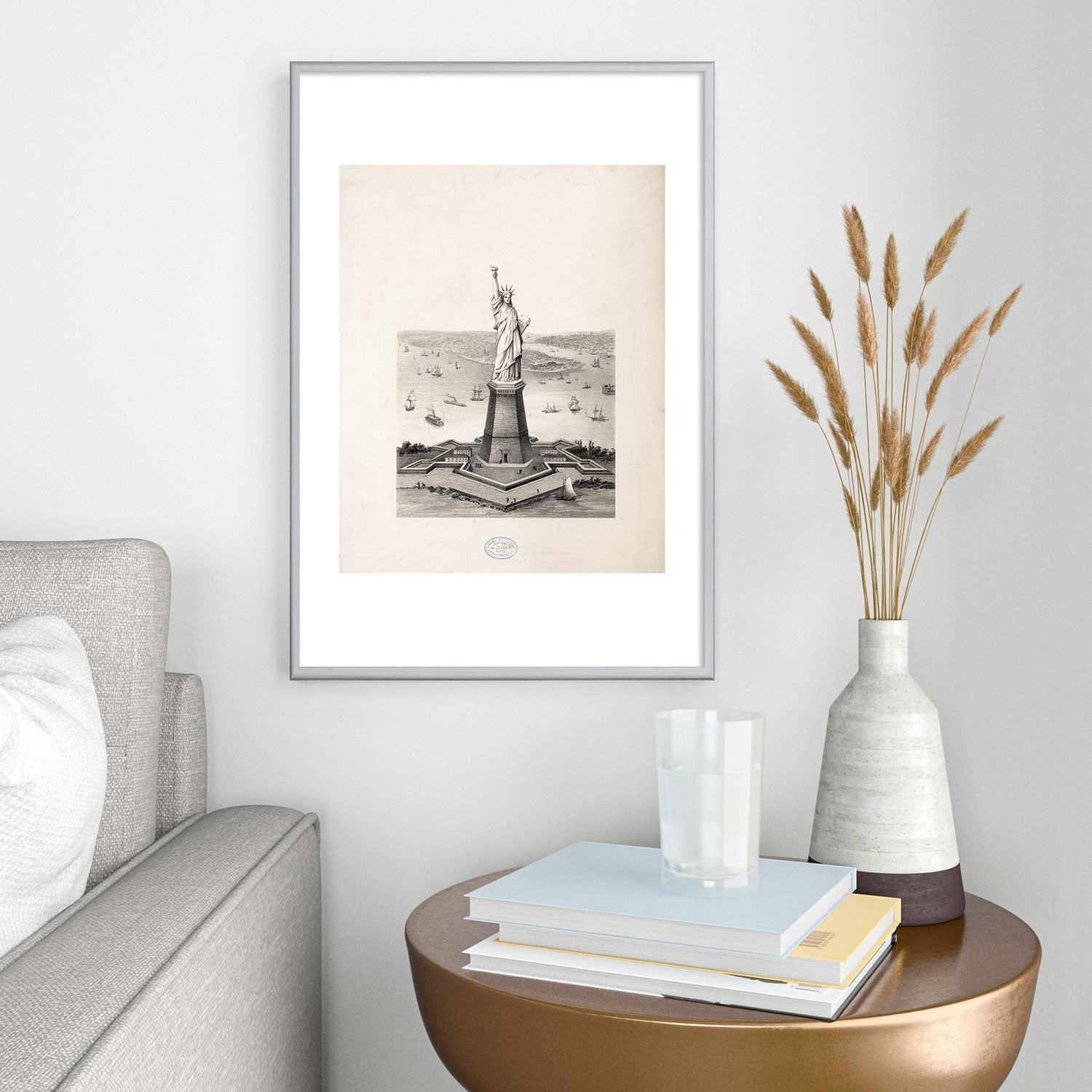 DENY Designs Vintage Lady Liberty Metal Framed Art Print