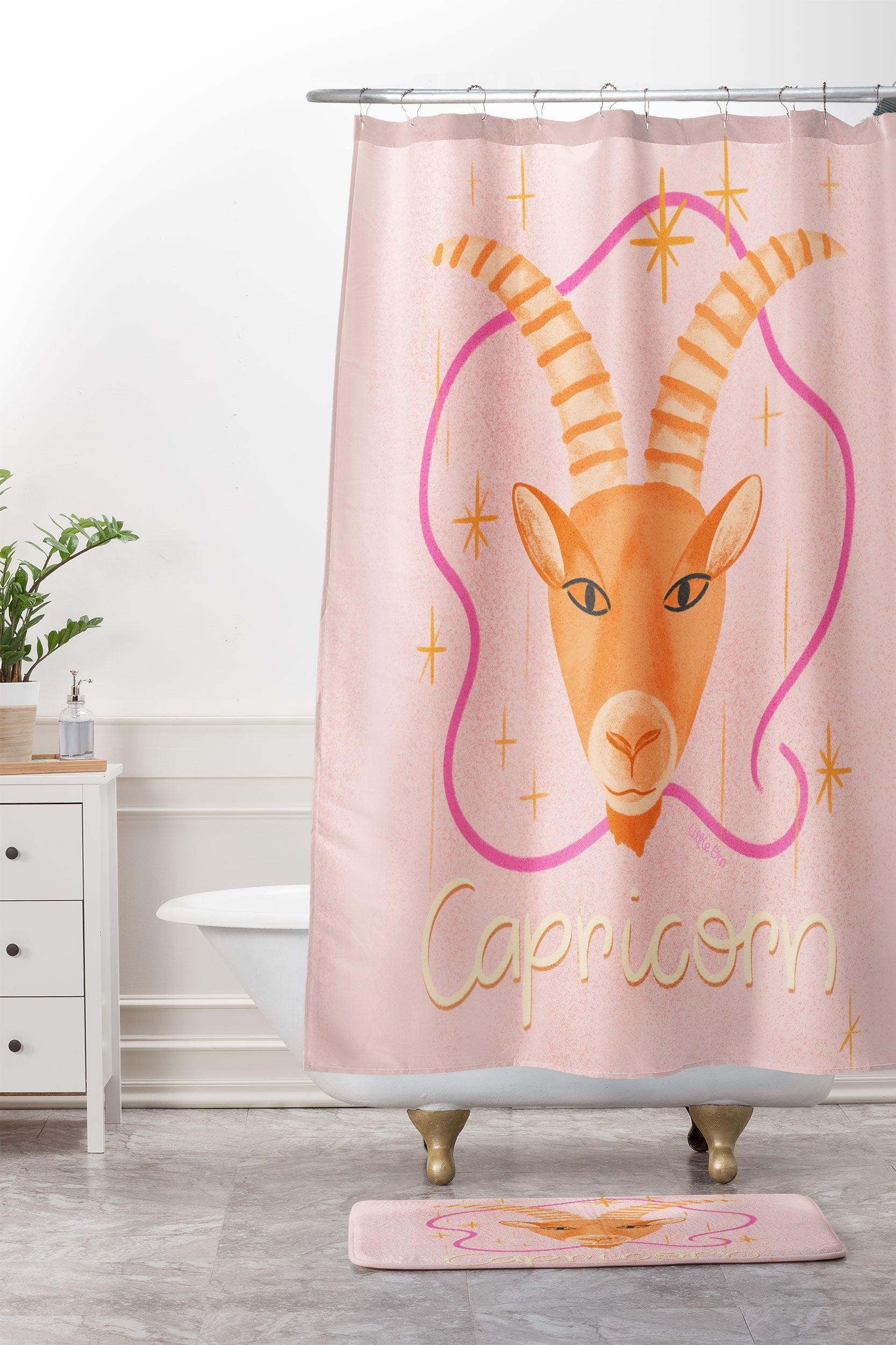 Little Om Zodiac Sign Capricorn Memory Foam Bath Mat