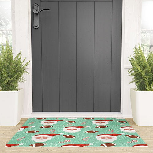 Design by Spark Sporty Football Santa Holiday Welcome Mat