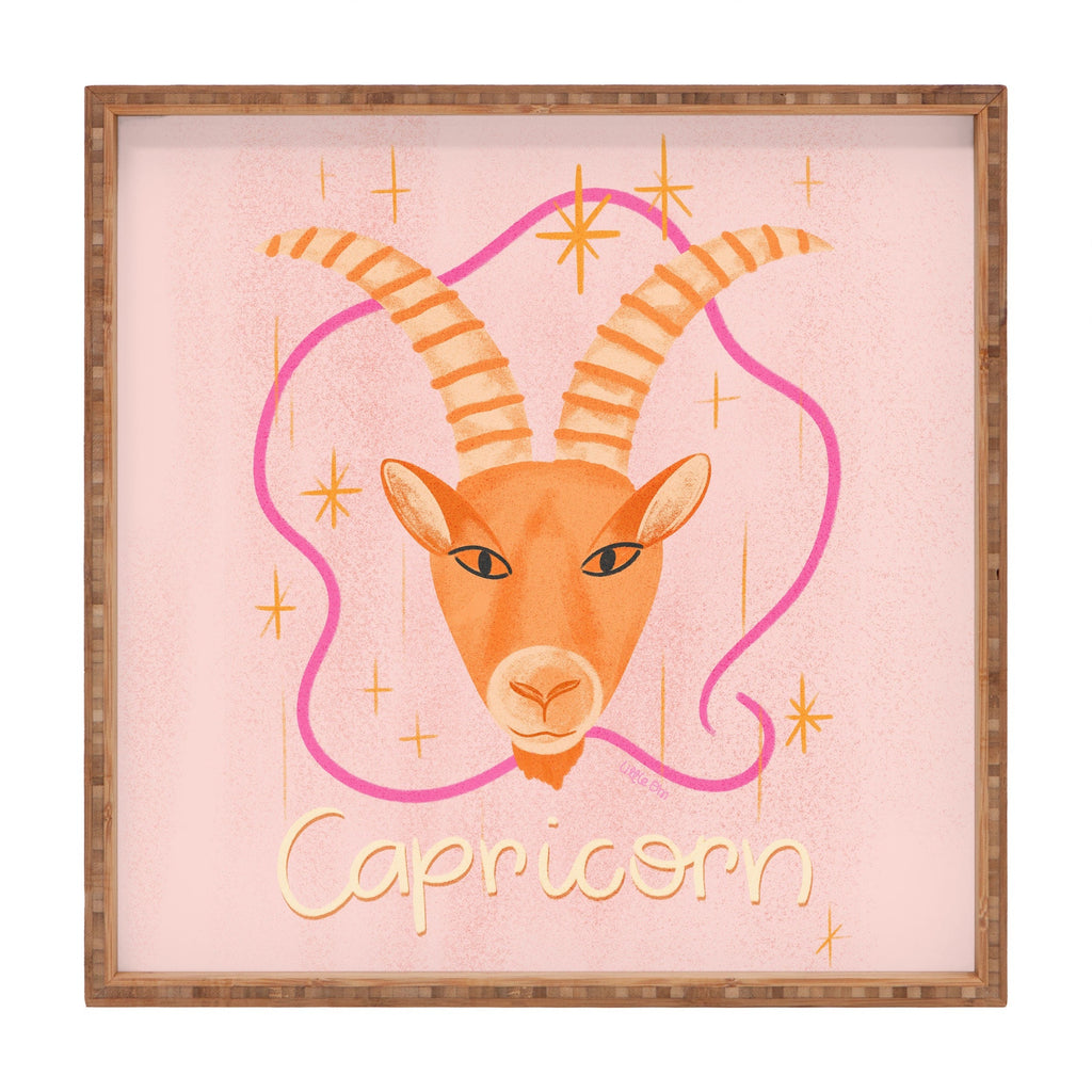Little Om Zodiac Sign Capricorn Square Tray