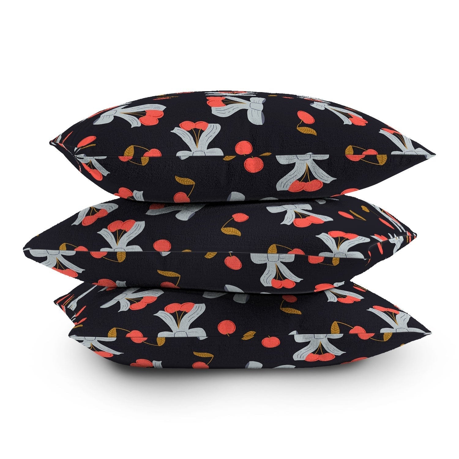 Jennifer Labre Cherries and Bows Outdoor Throw Pillow