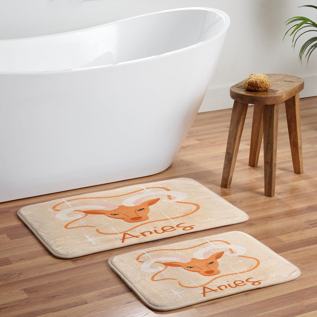 Little Om Zodiac Signs Aries Memory Foam Bath Mat