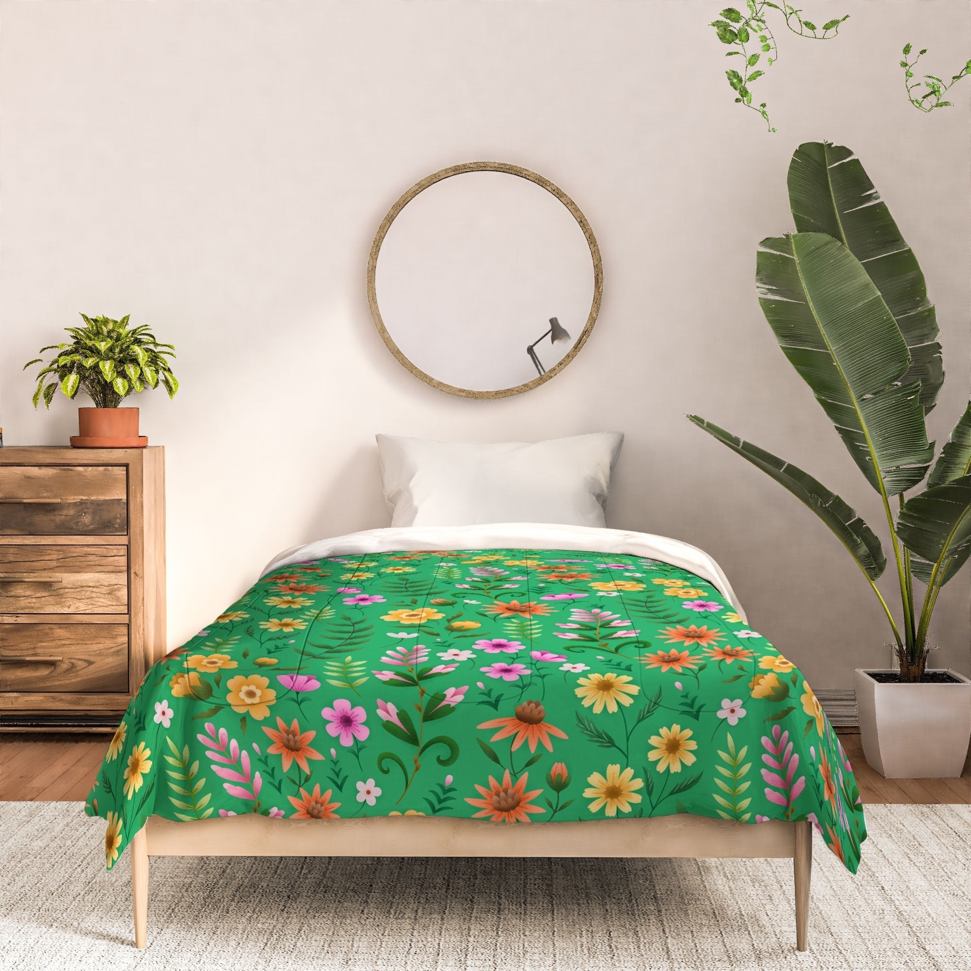 Pimlada Phuapradit Ditsy Spring Floral Green Comforter